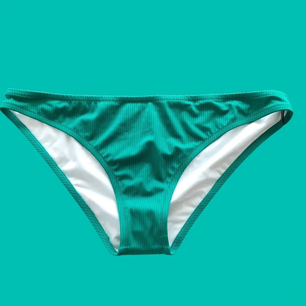 NWT Shade & Shore size XL 16-18 Green Ribbed Bikini Bottom Low‎ Coverage Cheeky
